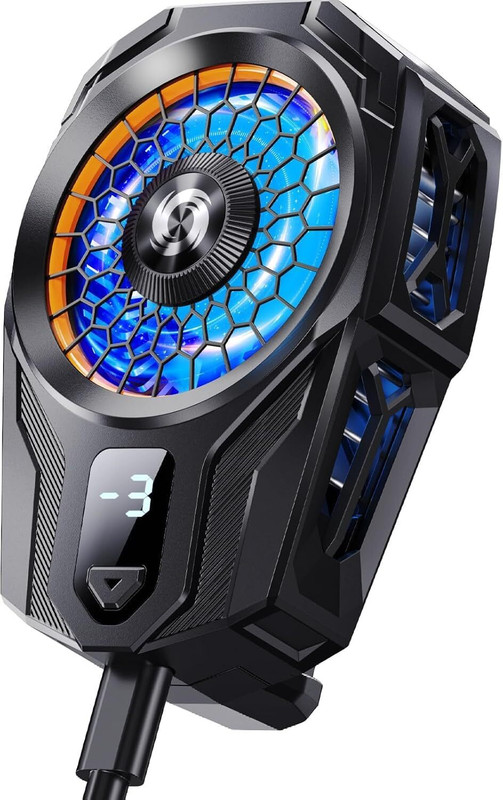 Rhobos Smartphone Cooling Fan with LED Display Ergonomic Cooling Pad with Adjustable Height(Black)