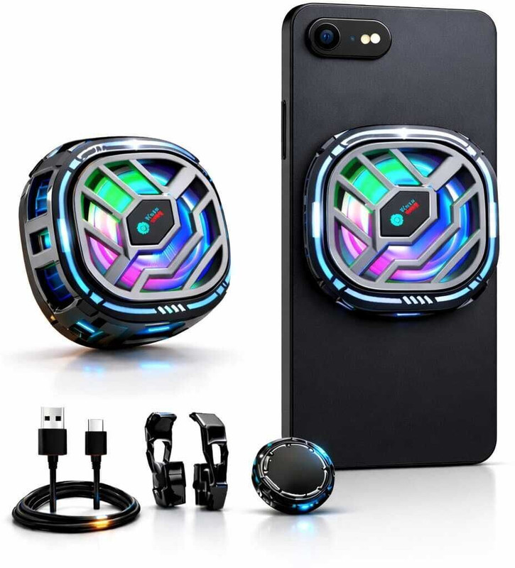 FAVSTORE X76 Pro Magnetic Smartphone Cooler – Fast Semiconductor Cooling for All Devices 1 Fan Cooling Pad(Black)