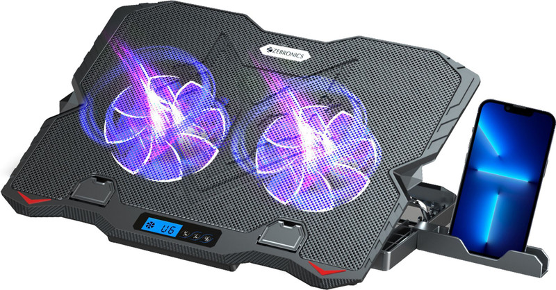 ZEBRONICS Zeb-NC5500D 2 Fan Cooling Pad with Adjustable Height(Black)