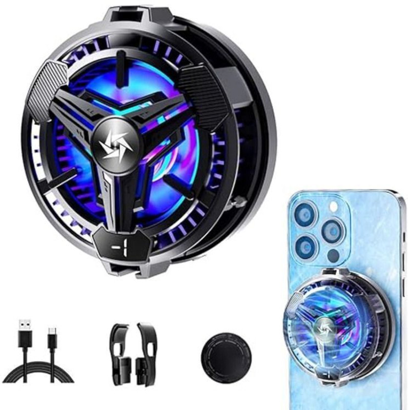 Elevea LED Gaming Mobile Cooler Fan: Perfect Gift for Mobile Gamers! 1 Fan Ergonomic Cooling Pad with Adjustable Height(Black)