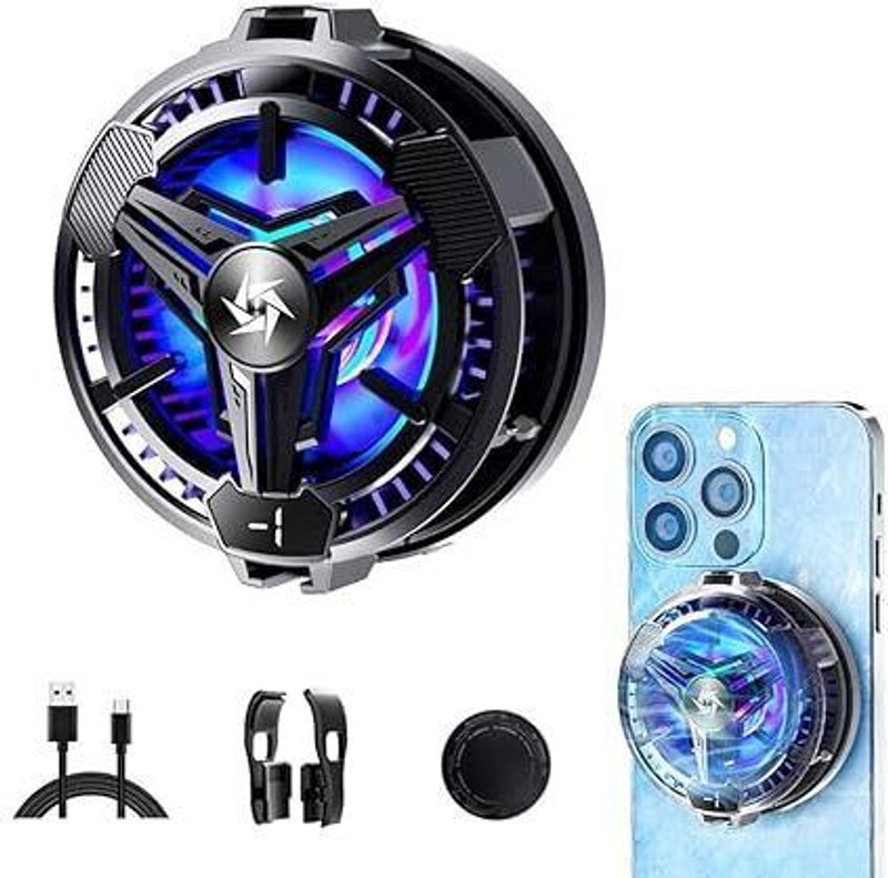 PAPLAJ ENTERPRISES Magnetic Gaming Phone Cooler Portable Semiconductor Radiator Fan 1 Fan Ergonomic Cooling Pad(Black)