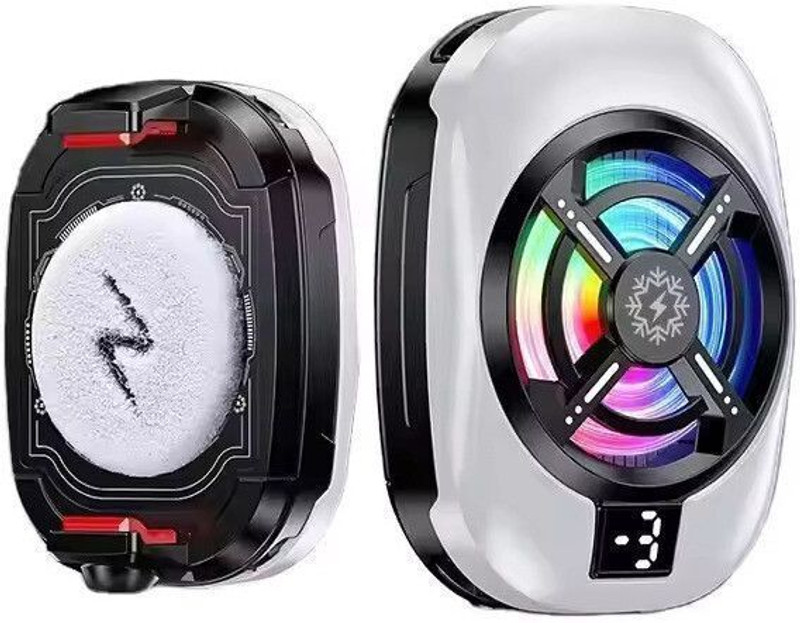 PAPLAJ ENTERPRISES RGB Gaming Phone Cooler Ultra-Fast Cooling Fan for Mobile Gaming 1 Fan Cooling Pad with Adjustable Height(White)