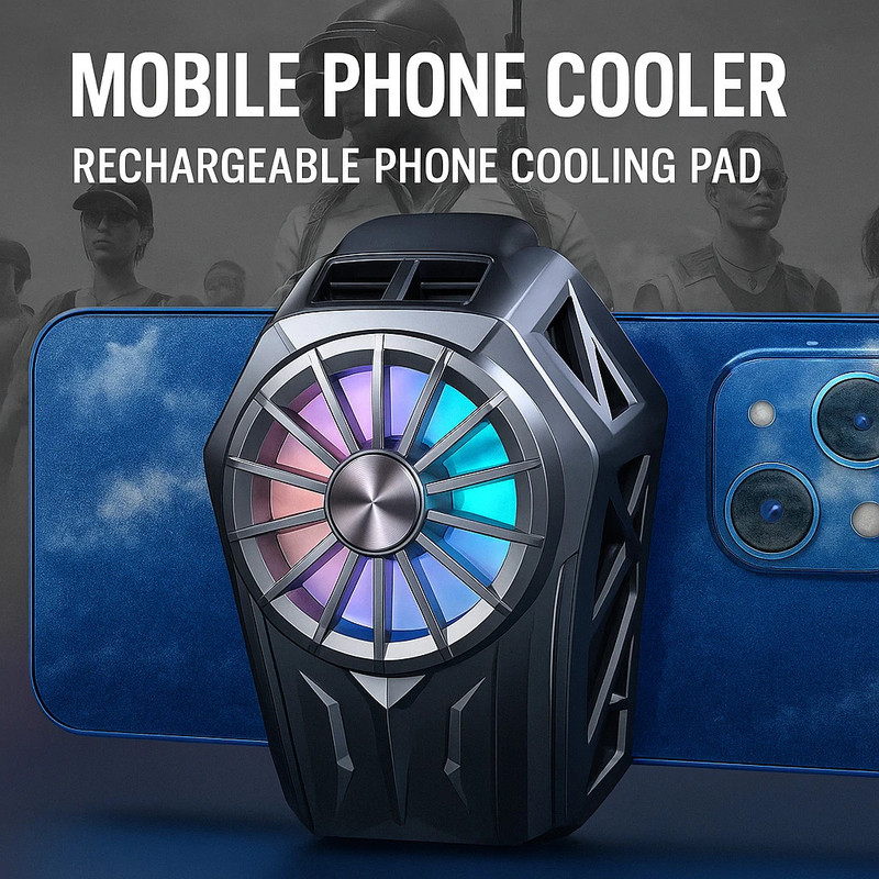 WRADER L08 Rechargeable Battery Semiconductor Radiator Mobile Phone Heating Cooling Fan 1 Fan Ergonomic Cooling Pad(Black)