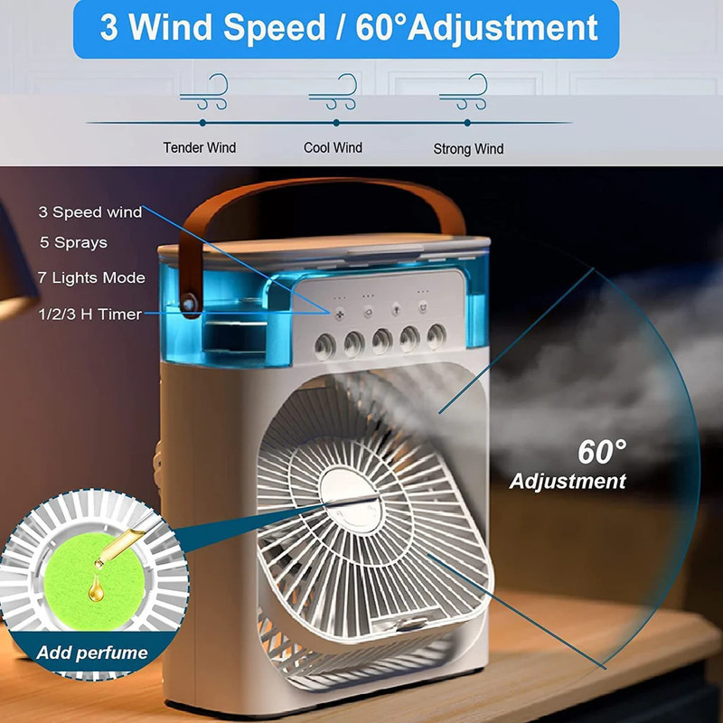 Kartmuch Portable Humidifier Air Cooler Mist Fan Mini Cooler for Home 1 Fan Cooling Pad(Black, White)