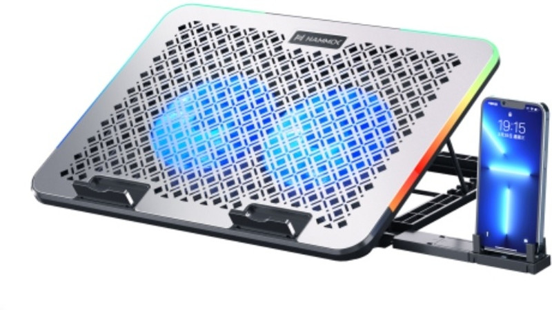 Hammkok RGB laptop cooler pad 01 Cooling Pad with Adjustable Height(Silver)