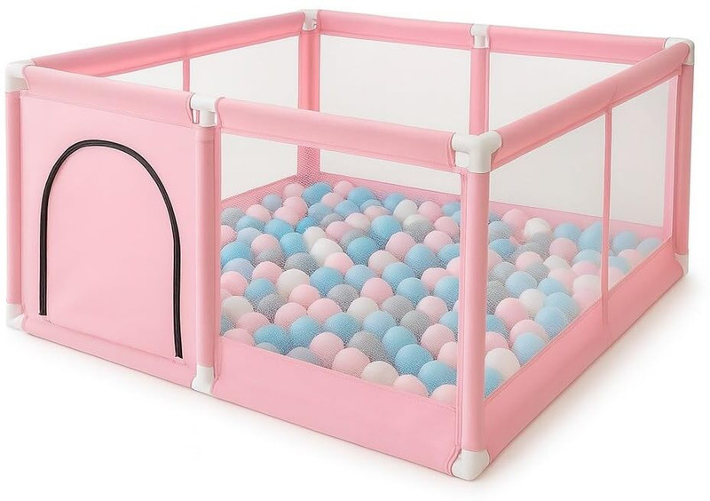 KARTAHARTA Toddler Safety Fence for Indoor Outdoor Use | Activity for Babies, Boys & Girls(Pink)
