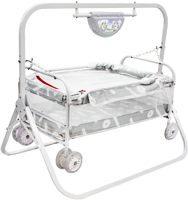 SWINGISH Musical Cradle square pipe for new born baby(Grey)