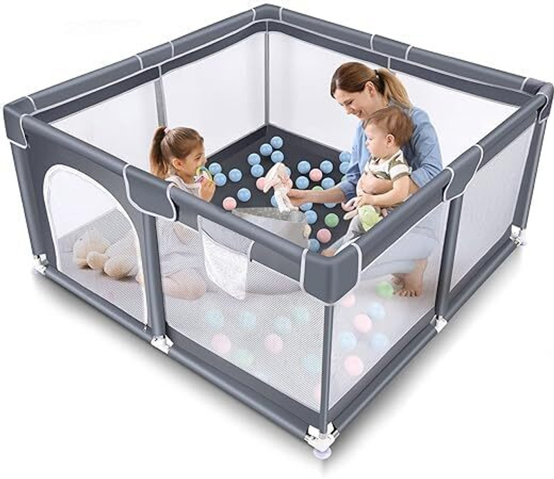 KARTAHARTA Toddler Safety Fence for Indoor &Outdoor Use, Activity for, Boys & Girls (Black)(Grey)