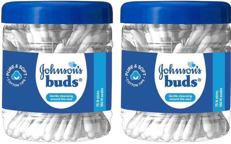 JOHNSON Cotton Ear Buds,75 Units (150 Swabs) X 2(150 Units)