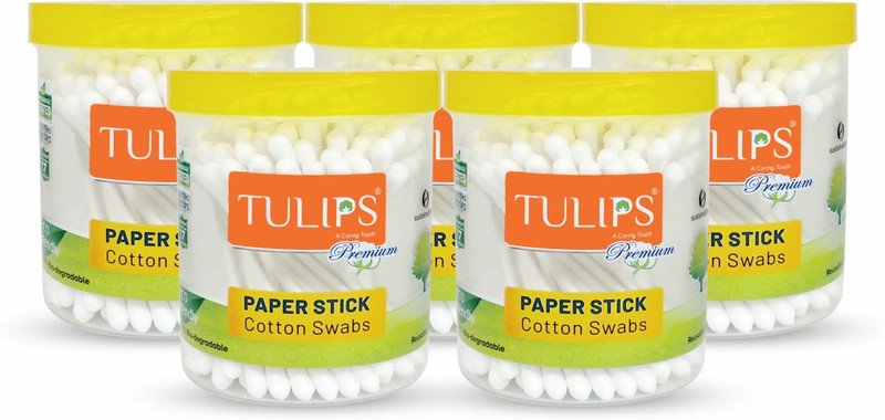 Tulips Premium Paper Stick Cotton Ear Buds (Pack of 5)(5 Units)