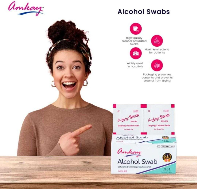 AMKAY Antiseptic Prep Wipes Pads(100 Units)