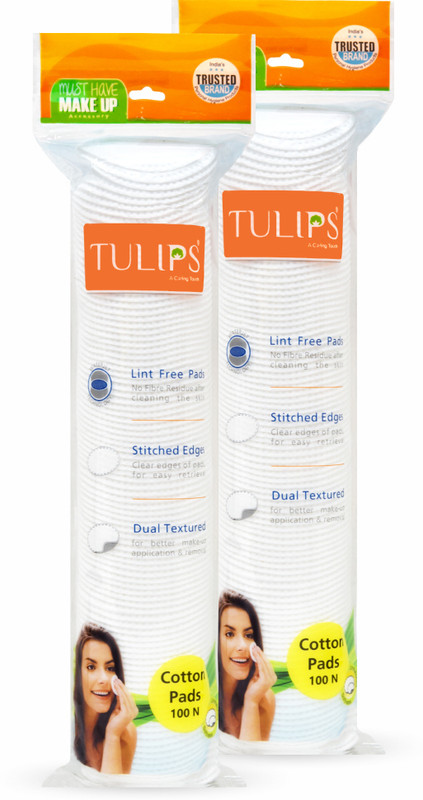 Tulips 100 Round Facial Cotton Pad, Best for Applying & Removing Makeup, Cleaning Skin(200 Units)