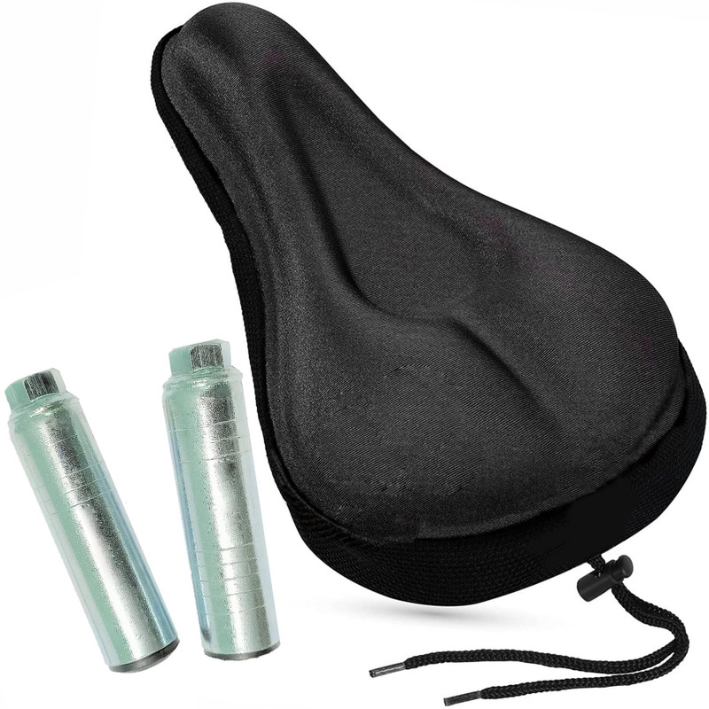 DSTECHBAR Cycling 3D Silicone Gel Pad Seat With Foot Rest Saddle Cover Soft Cushion Bicycle Seat Cover Free Size(Black, Silver)
