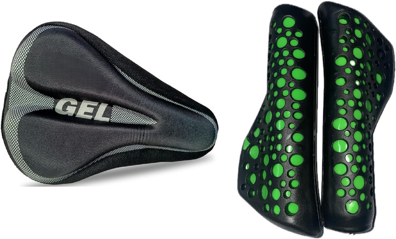Gymisa Cycle Seat Gel Cover With Cycle Handle Grip Net Grip Bicycle Seat Cover 2XL(Black)