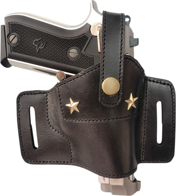SandhuGunHouse Leather OWB Holster For Taurus PT57, 30 Cheetah, Egale, Glock,Victor, Fox, Prime Racquet Carry Case/Cover Free Size(Black)
