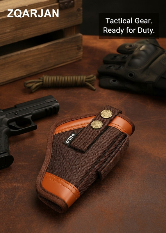 Kumar's Trend Nylon 9 mm Revolver Pistol Racquet Carry Case Pistol/Gun Cover Free Size(Brown)