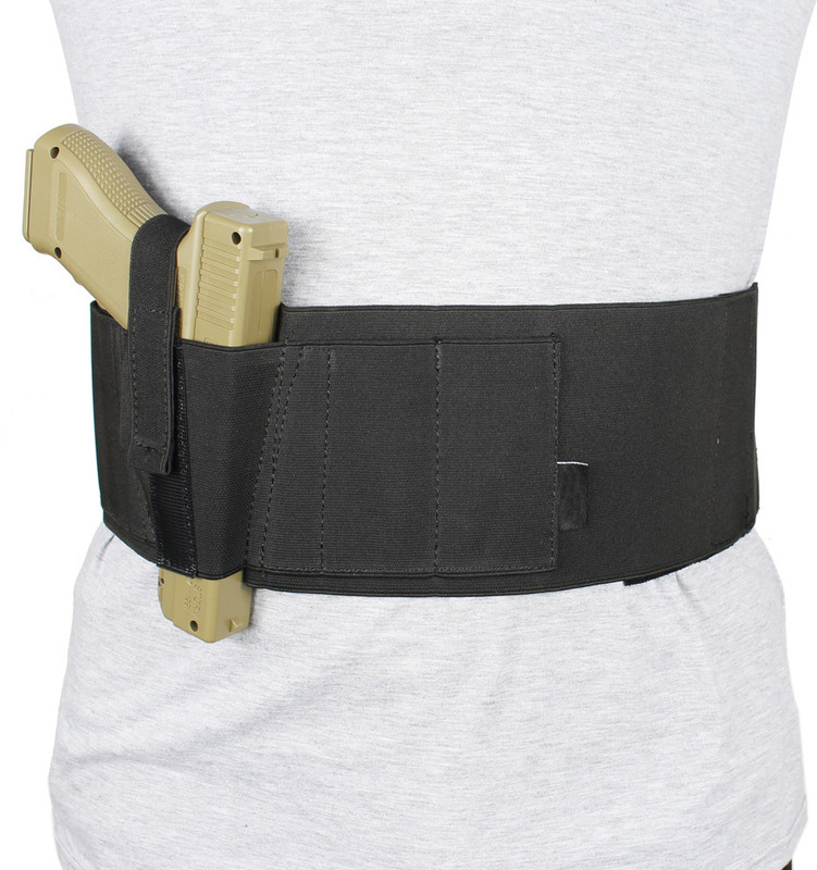 GunAlly Belly Band Holster for Concealed Carry Hidden Carry Gun Cover Pistol/Gun Cover Free Size(Black)