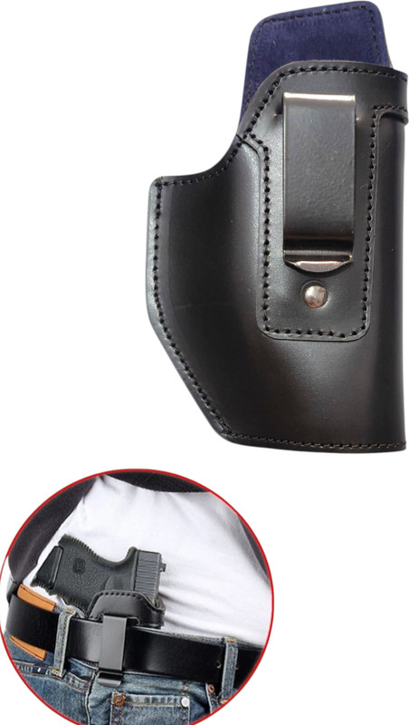 SandhuGunHouse IWB Leather Cover For ,Glock 17, 19, Taurus PT 57, Fox,Prime, Stallion 32x Pistol/Gun Cover, Racquet Carry Case/Cover Free Size(Black)