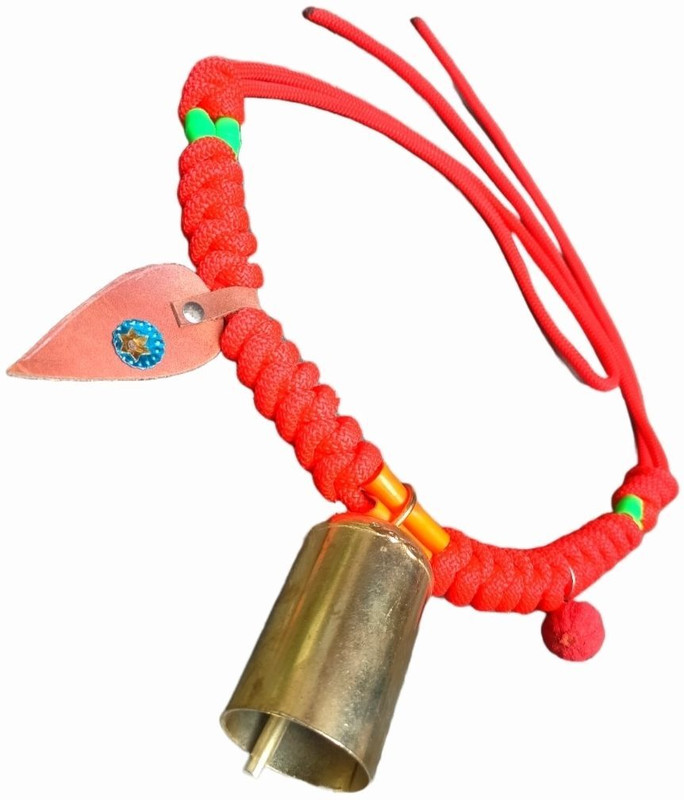 MsKESHAV COW RED MALA MADE WITH ROUND POLYESTER FOR COW AND BUFFALO Mountable Cowbell(Iron)