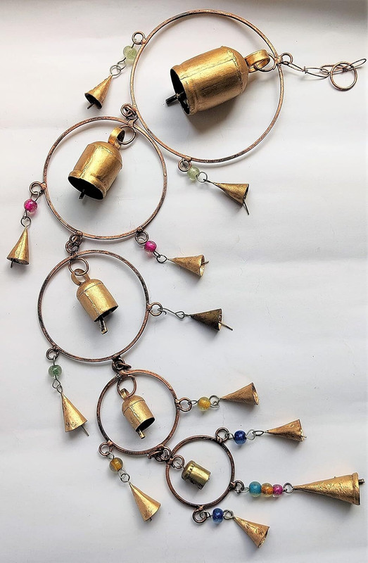 MiramayeeCrafts wind chime for home,office Array of Bells (Antique Gold Hanging) Mountable Cowbell(Iron)