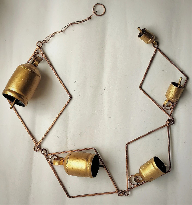 MiramayeeCrafts Elegant Diamond Shape Brass Wind Chime | Positive Energy for Home & Garden Décor Mountable Cowbell(Iron)