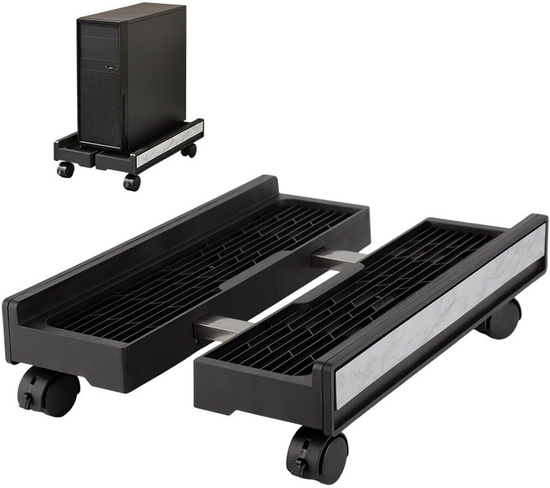 HASTHIP Adjustable Mobile CPU Stand Wheels CPU Holder(Steel)