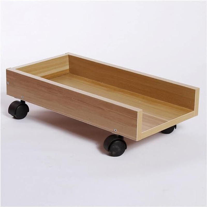 UniShop Adjustable CPU Trolley Stand with Wheels(40 x 23.7 x 11 cm) CPU Holder(Wooden)