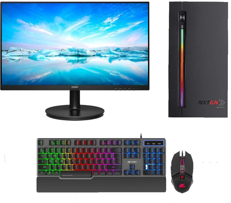 NXTGN Core i5 Computer Set (16GB/512GB/4GB GPU/RGB Key&MOUSE/24 IPS Monitor/Win11 11400F Desktop PC (16 GB RAM/4GB Nvidia Graphics/500 GB SSD Capacity/Windows 11 Pro/4 GB Graphics Memory) Workstation with MS Office