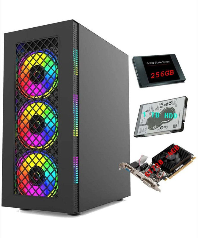 Frontech gaming cpu nico i5 core i5 (8 GB RAM/1 GB ON BOARD Graphics/2 TB Hard Disk/256 GB SSD Capacity/Windows 11 Pro/4 GB Graphics Memory) Gaming Tower with MS Office