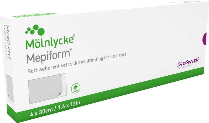 Mepiform Silicone Scar Sheet, Keloids, C Section, Acne, Post Surgery 4x30 cm Crepe Bandage