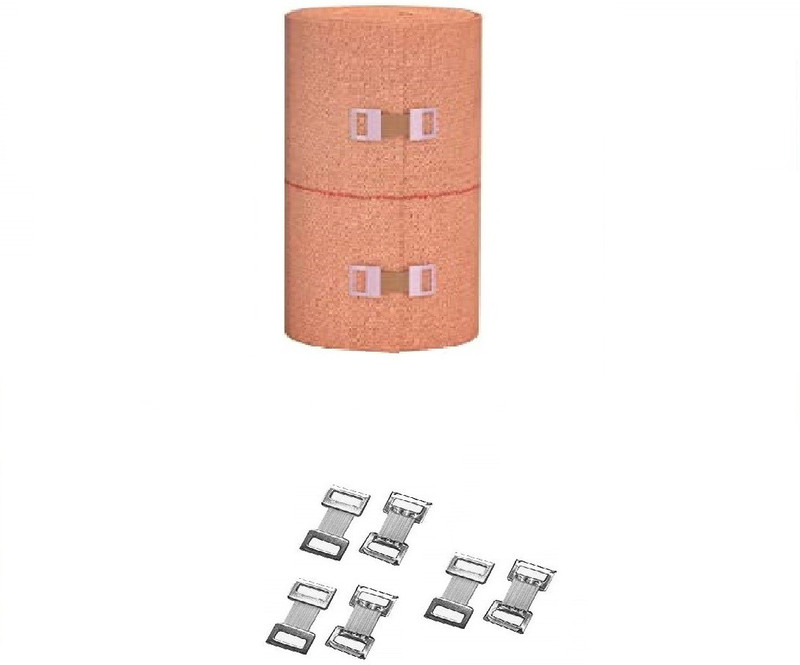 RARE OCEANS ELASTIC CREPE BANDAGE 8CM x 4MTR(STRETCHED LENGTH) - WITH 6 PICS WHITE CLIPS Crepe Bandage