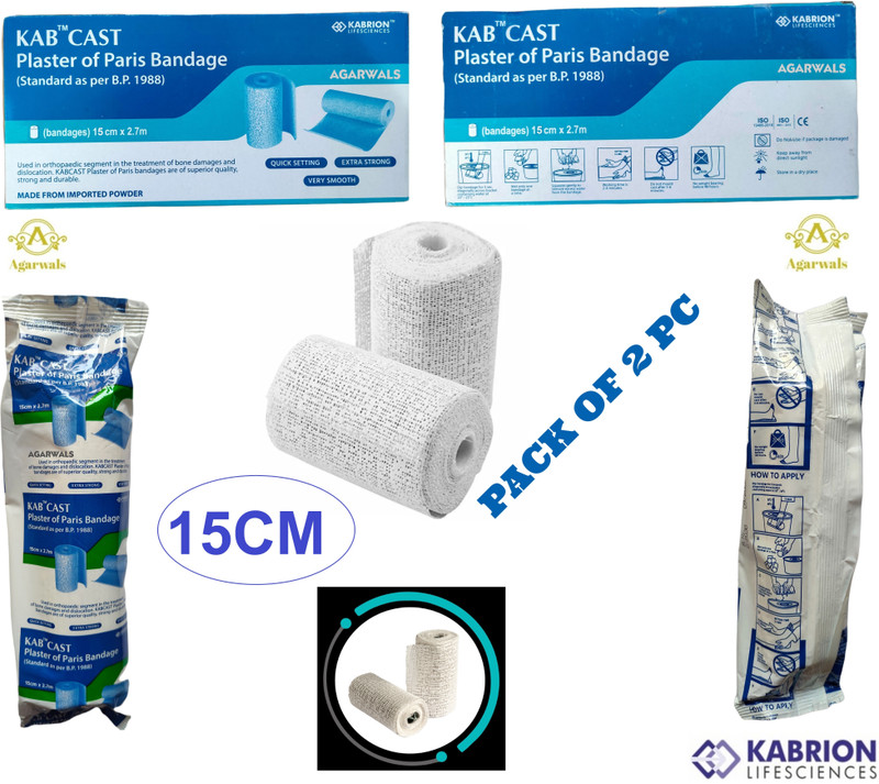 Agarwals KABCAST Plaster of Paris Bandage B.P. (POP BANDAGE) 15cm x 2.7m Crepe Bandage(270 cm)