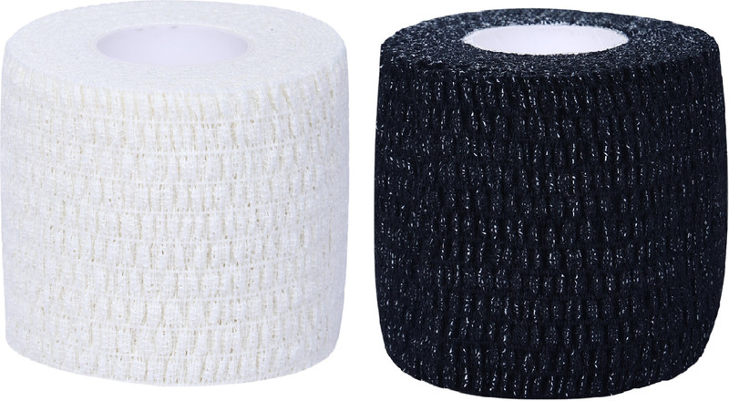 A-TAPE Cotton Light Adhesive Bandage for Joint Support & Compression (White & Black) Crepe Bandage(5 cm)