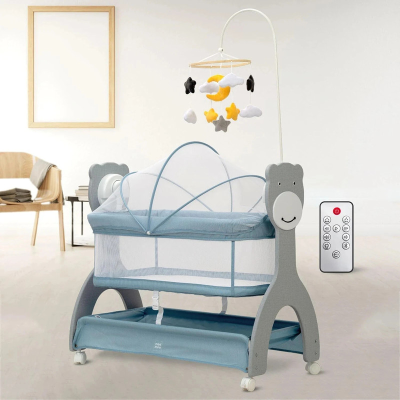 MeeMee Sweet Love Automatic Electric Cradle for Baby, Remote Controlled 3 Gear Swing(Blue)