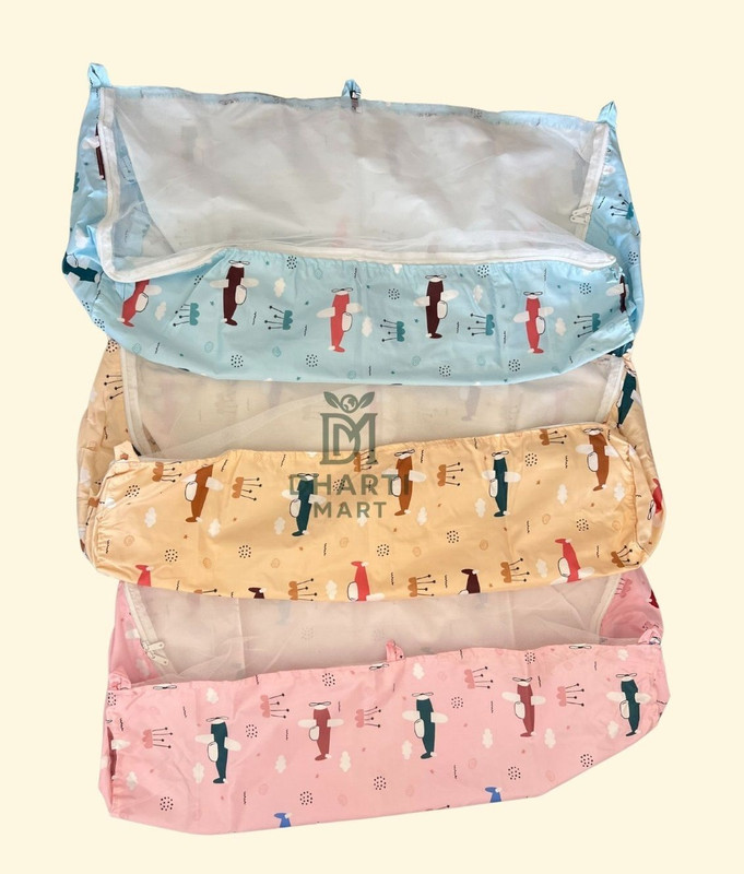 DHARTI MART Hanging Cradle with Mosquito Net| Cotton Baby Swing Jhula for Newborns Pack of 3(Multicolor)
