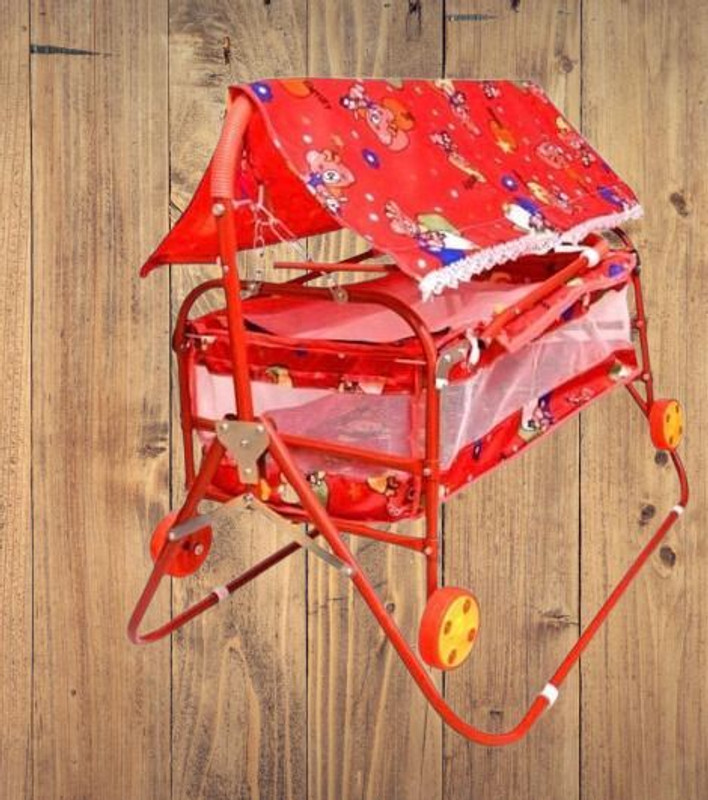 NIRJALA STEEL COMPANY DreamNest Premium Baby Cradle with Mosquito Net & Smooth Swing(Red)