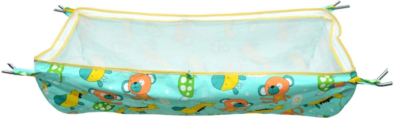DAKULO Soft Cloth Swing New Born Baby Cradle/Ghodiyu/Khoyu Hammock in Cool Cotton with Net(Green)