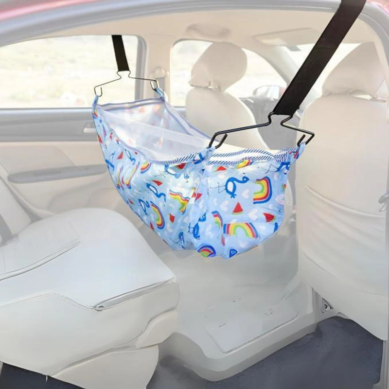 APAV Cotton Cradle for Car with Zipper and Net | Comfortable for Long Car Rides(Black)