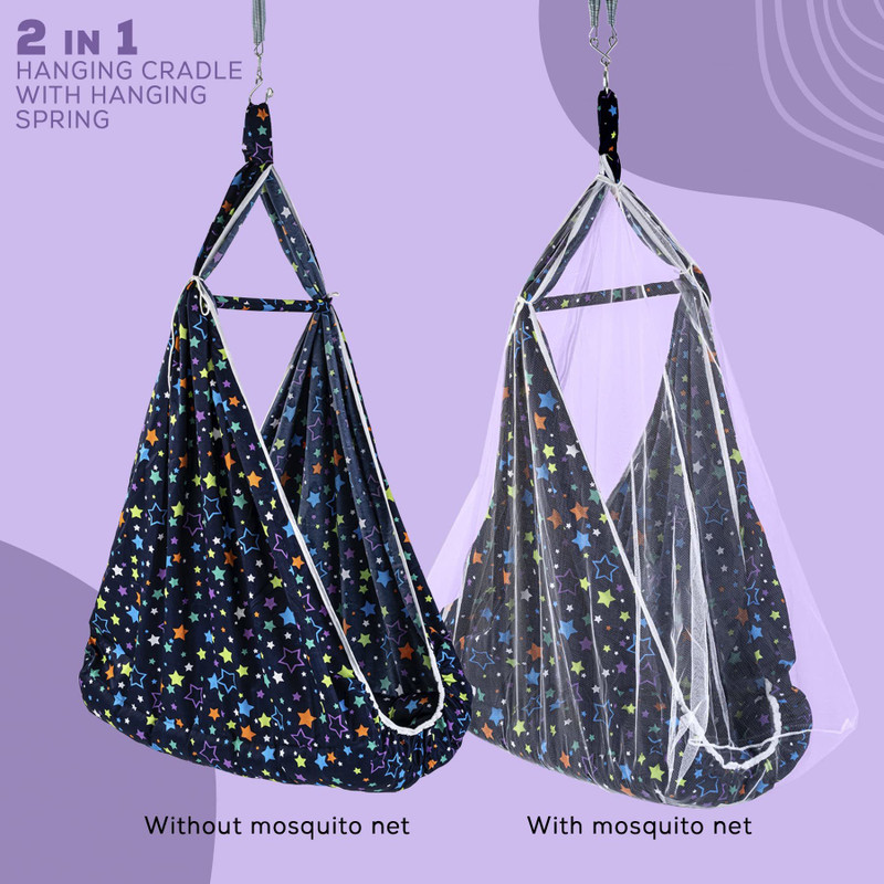 baybee Newborn Baby Boy's and Girl's Sleep Cotton Randy Hanging Swing Cradle(Blue)