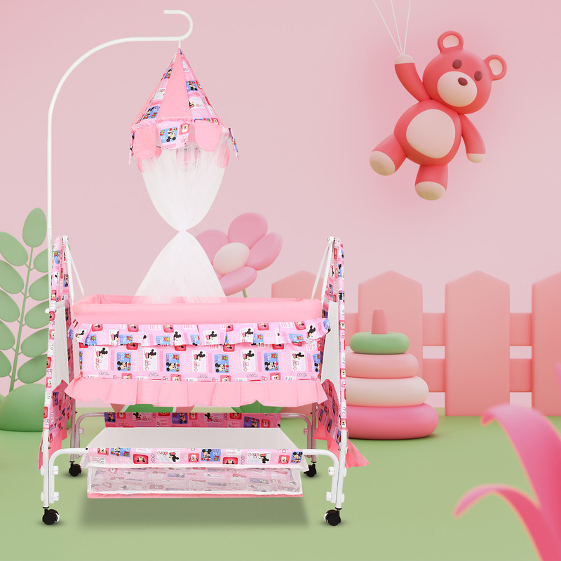Dugri Cradle for kids for baby boy and girl Cradle With Swing & Mosquito NetA11(Pink)