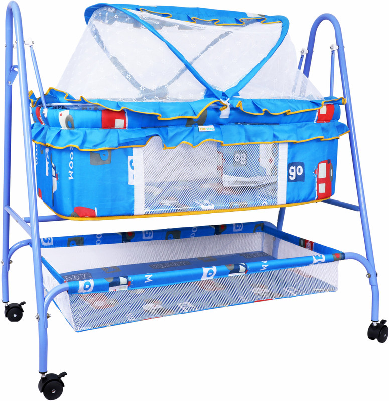 1st Step Baby Swing Cradle Jhula with Mosquito Net And Storage Basket for New Born Baby(Blue)