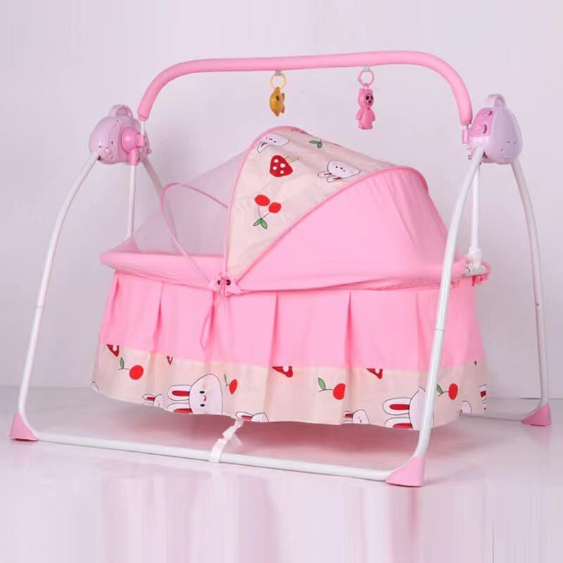 Vaikunth Electric Baby Cradle Swing with Mosquito Net, Music & Remote Control(Pink)