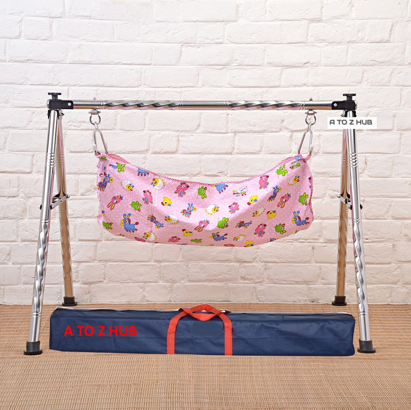 A to Z Hub Portable Folding Swing Cradle/Ghodiyu/Crib/BabyJhula/Baby Palna.(Black)
