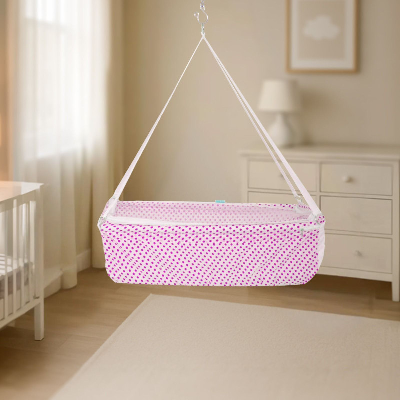 baybee Hanging Cradle for Baby Infants Bedding Set with Net and Spring Set 0-12 Months(Pink)