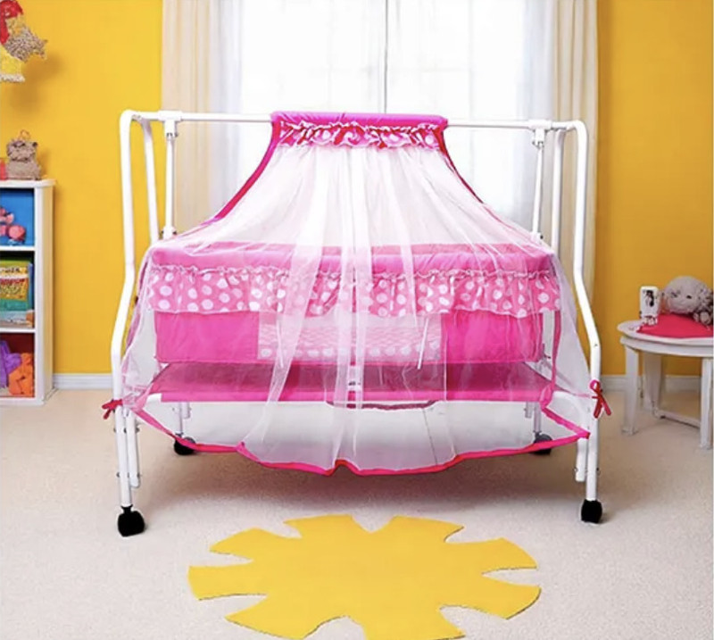 arpitas store Cradle for Baby With Mosquito Protection Net - Pink(Pink)