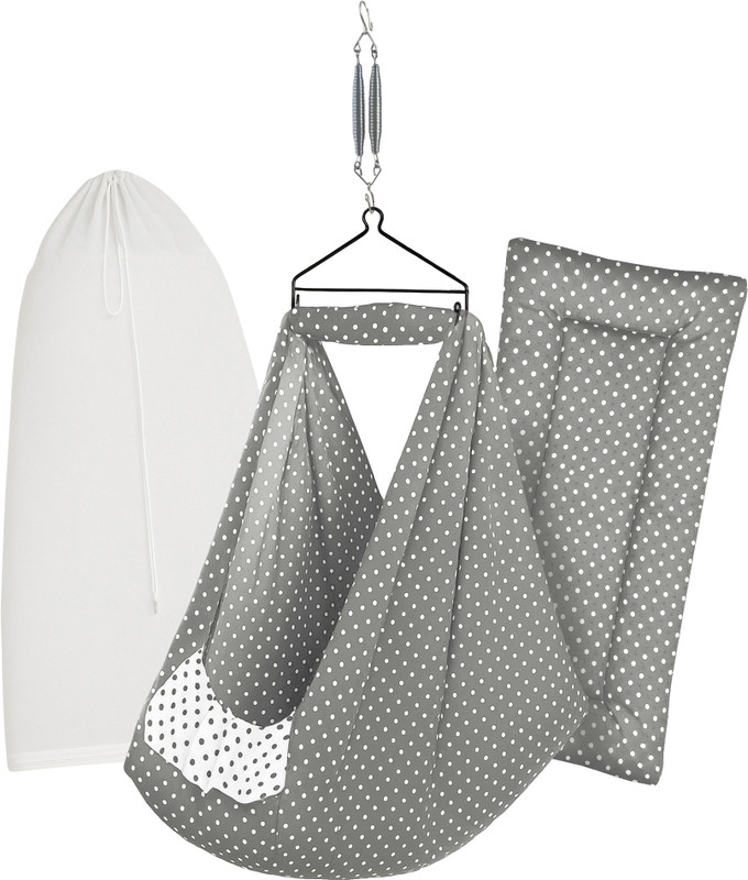 beetot Baby Swing Cradle Set | 100% Cotton | Up to 15 kg | Up to 2 Years | PRE-MELANCHI(Grey)