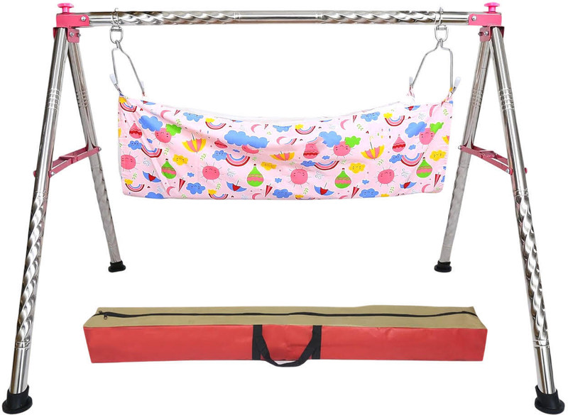 MEENA ENTERPRISES Newborn sleeping cradle,Baby Cradle with Hammock,Foldable,Ghodiyu,parna,julha(Pink)