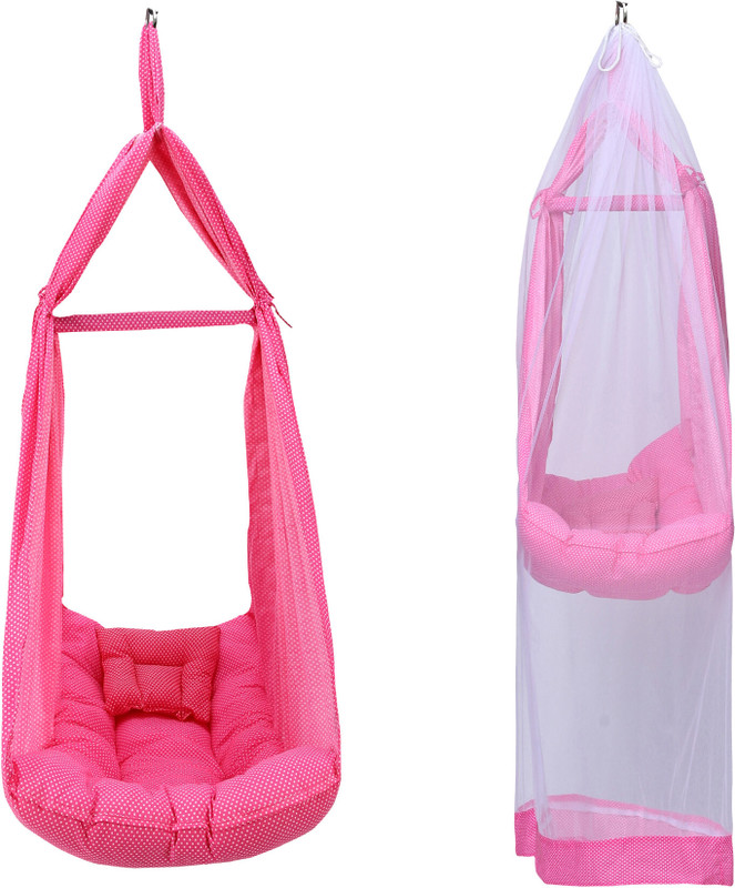 blossombabe infant baby cradle with mosquito net, separator, spring and pillow(Pink)