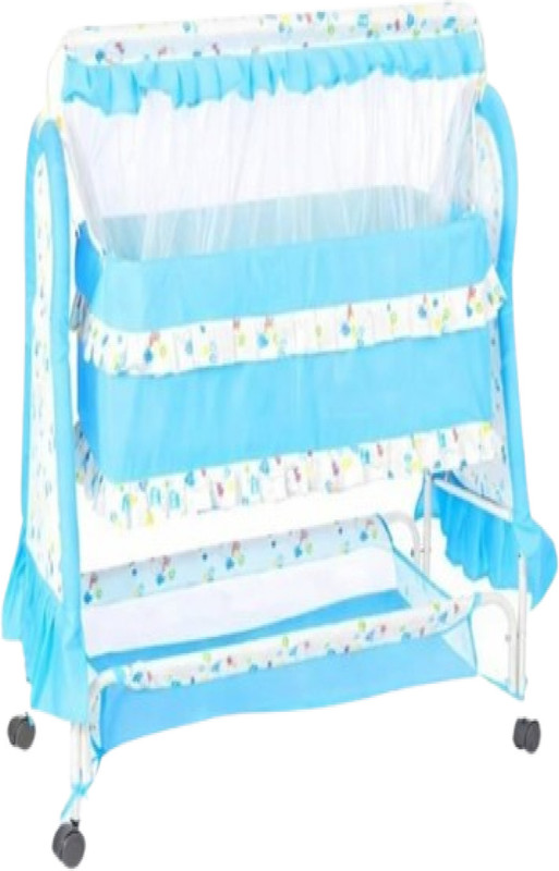 Spicy Smile Adjustable Baby Bassinet with Mosquito Net Portable Co-Sleeping Crib Blue(Blue)