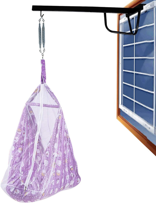 baybee Newborn Baby Boys and Girls Sleep Cotton Hanging Swing Cradle with Metal Hanger(Purple)